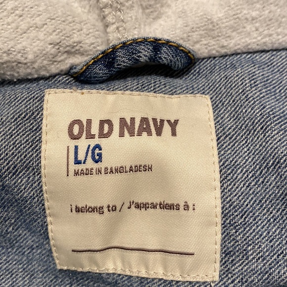 Boy’s Size L Denim Jacket with Built-in Sweatshirt-style Hood & Motor Car Badges - Picture 6 of 7